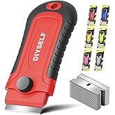 DIYSELF 1 Pack Razor Blade Scraper with 15 Extra Blades, Scraper Tool | Razor Scraper for Cleaning Window, Paint, Cooktop, Oven, Glass Stove Top Scraper, Paint Scraper with Built-In Blade Storage
