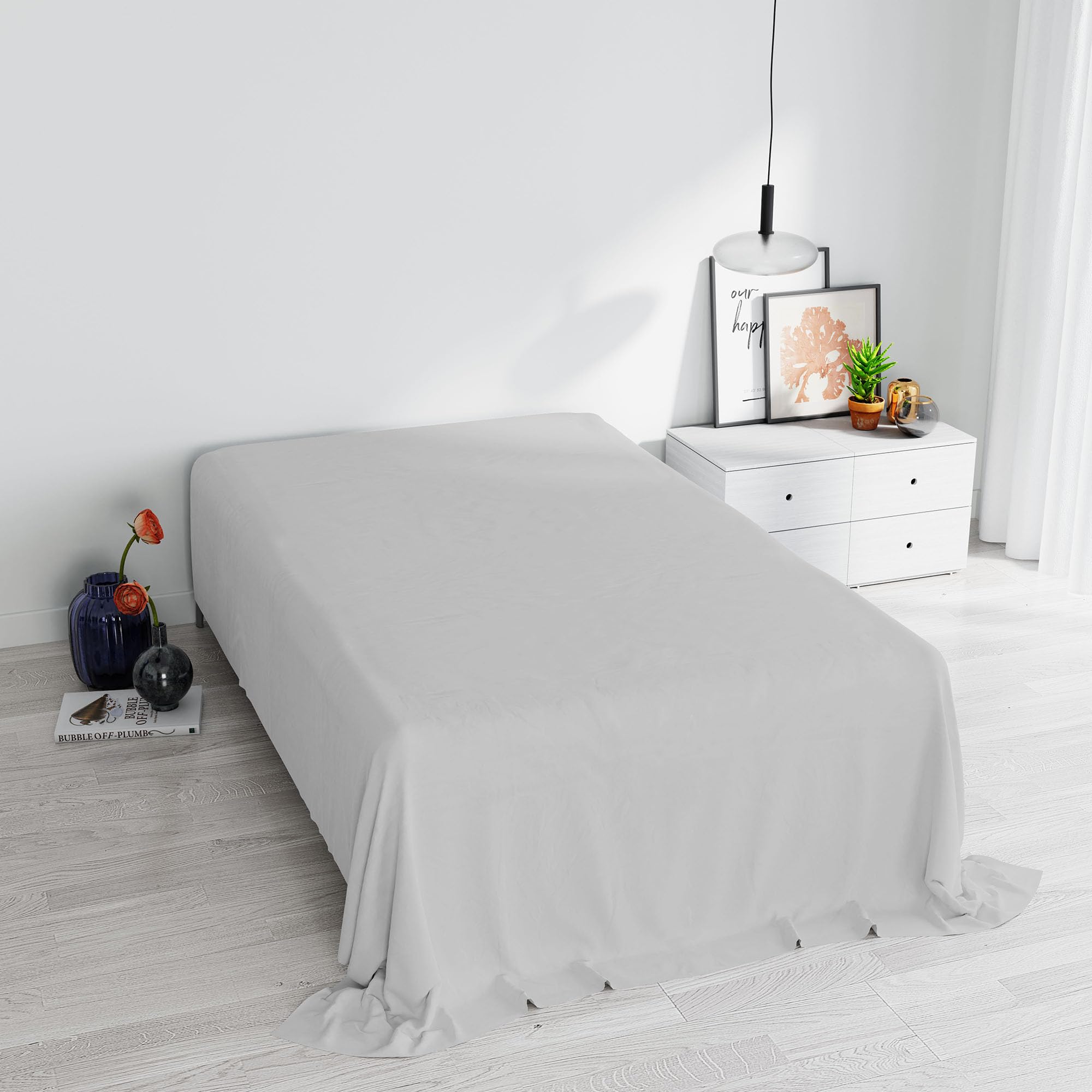 Max Color top Sheet,180x300cm,Light Grey, 100% Cotton, SMALL DOUBLE