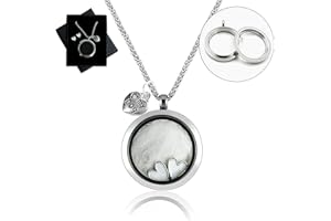 Lifelisa Fur Keepsake Necklace, Ashes Hair Memory Urn with Charm, Glass Circle Memorial Pendant Necklace, Pet Cremation Memor