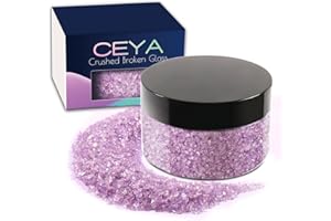 Ceya 5.3oz/ 150g Crushed Irregular Glass Pale Lilac Metallic Crystal Chip Broken Glass Chips Glitter 2-4mm Craft Chunky Glitt