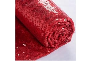 ShiDianYi Sequin Fabric 6 Feet Sparkly Fabric by The 2 Yards-Red Around The World Party Decorations -0818S
