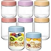 KEYWING 8 Pack Overnight Oats Containers With Lids, 16oz +10oz Wide Mouth Mason Jars with Airtight Lids, Meal Prep Containers