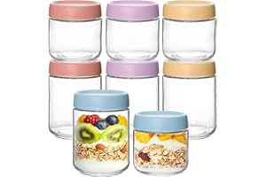 KEYWING 8 Pack Overnight Oats Containers With Lids, 16oz +10oz Wide Mouth Mason Jars with Airtight Lids, Meal Prep Containers
