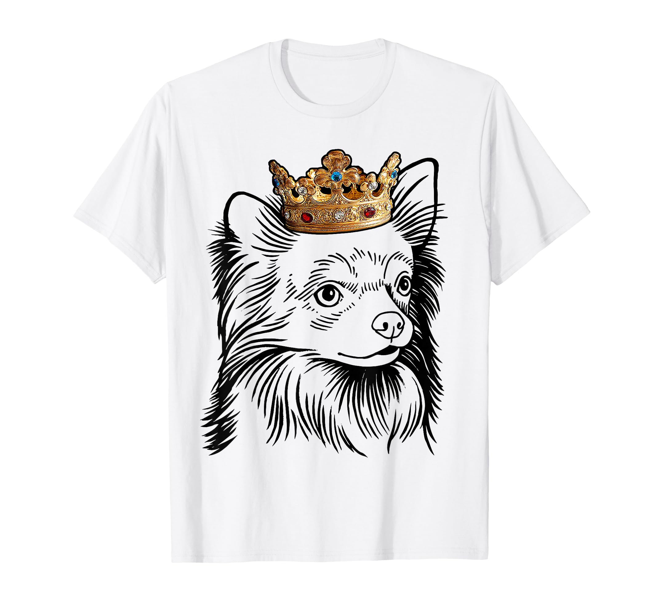 Longhaired Chihuahua Dog Wearing Crown T-Shirt