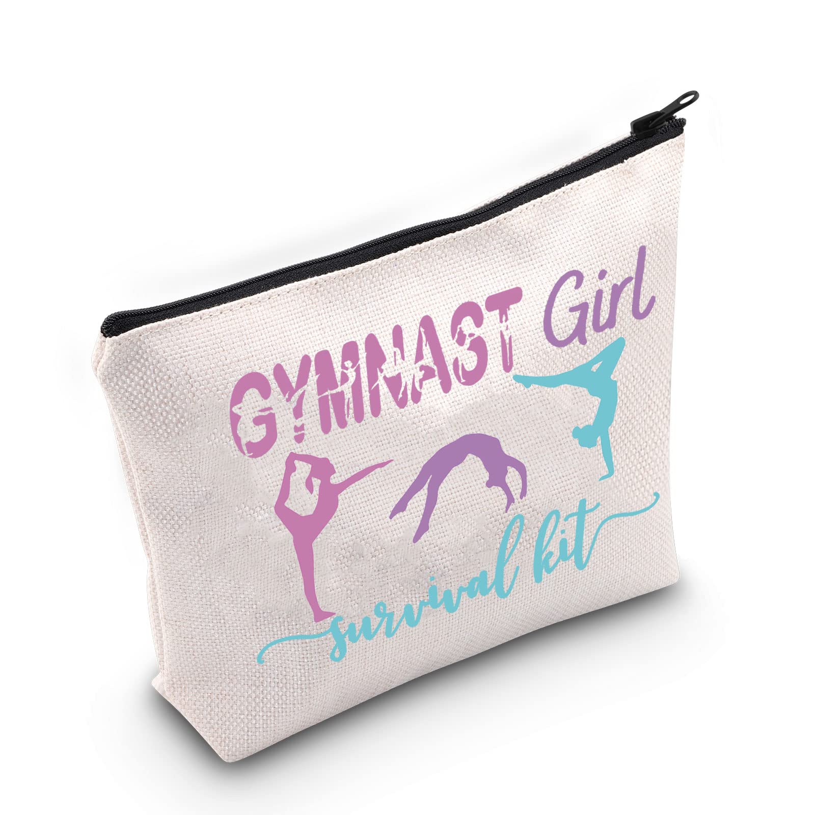 WZMPA Gymnastic Girl Cosmetic Makeup Bag, Gymnastic Player Gift, Gymnastic Girl Survival Kit, Fit, Canvas, Water Resistant, Letter Print, Zipper Pouch Bag, Storage, Travel, Outdoor, Indoor