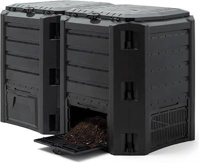 Deuba 800L Garden Compost Bin Outdoor Storage Box Black
