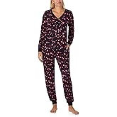 kate spade new york Women's 2-Piece Long Sleeve Henley Top & Jogger Pant Pajama Set, Brushed Cozy Soft Jersey, Ribbed Cuffs
