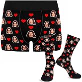 YDQHLQW Custom Face Underwear for Men Personalized Boxers Briefs with Picture for Boyfriend Husband