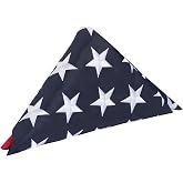 Bradford Cotton Folded American Flag 3x5 ft Embroidered USA Memorial Flags for Veteran Military Graves, Cloth Honoring Memorial Size Flag for Dispay Case
