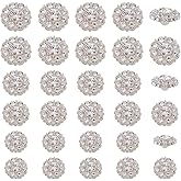 AHANDMAKER 30Pcs 3 Sizes Silver Rhinestone Buttons, Flower Rhinestone Shank Buttons Sew on Clothing Button Crystal Embellishments for Coats Dress Wedding Decoration Jewelry Crafts, 12/15/18mm