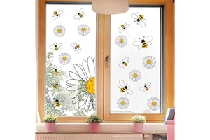 CLOTHMILE Bee Window Clings Bee Flower Window Stickers Double-Side Bee Floral Window Stickers Art Decor for Spring Party Supplies Home Window Glass Wall Decor