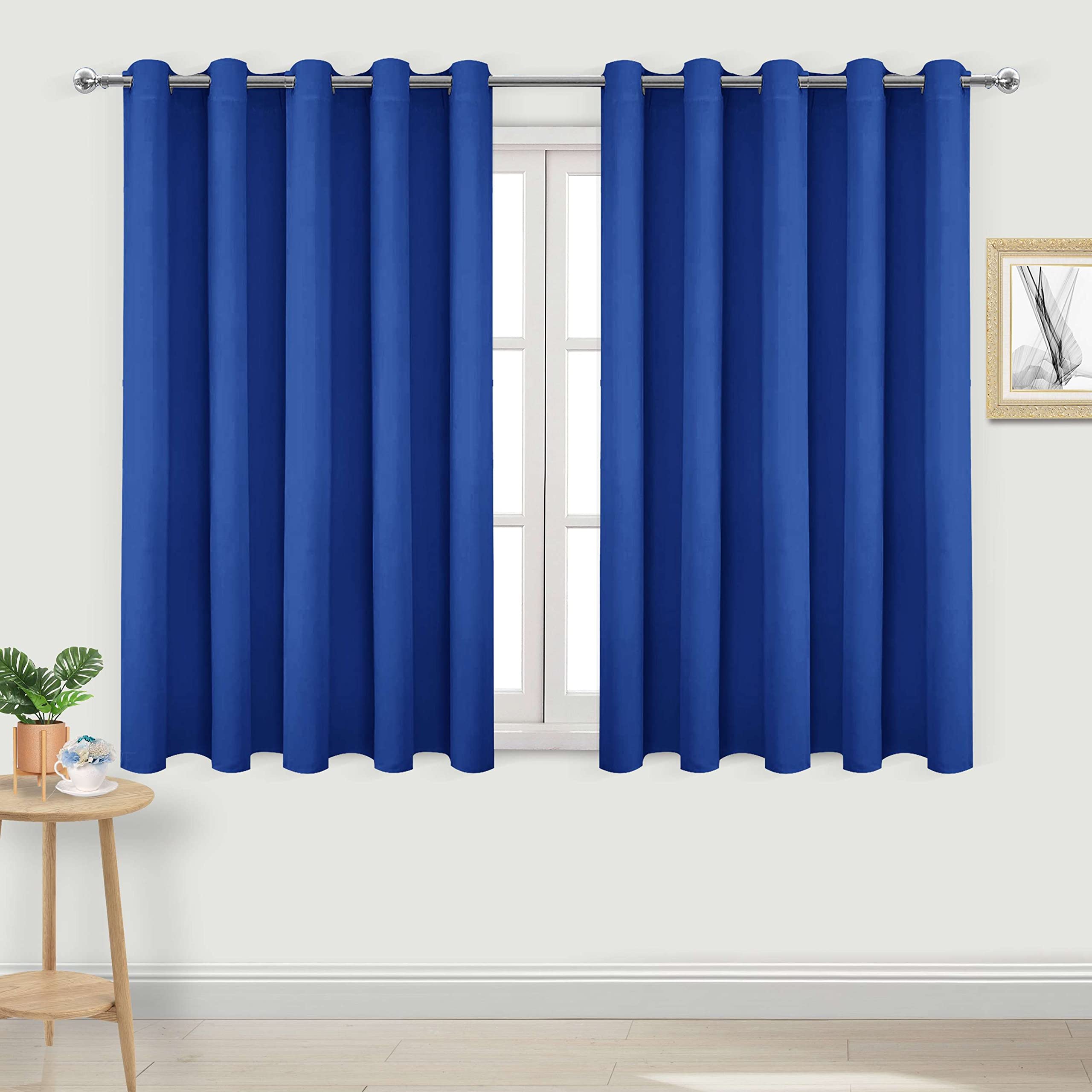 DWCN Blackout Curtains for Bedroom - Thermal Insulated Light Blocking Eyelet Window Curtains for Living Room 66 x 54 inch Length, Blue, 2 Panels — image 1