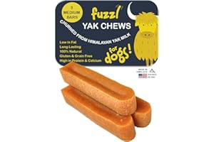 Fuzzl Premium Yak Cheese Himalayan Dog Chews - 3 Bars Medium Natural Dog Treats Yak Chews No Hide Dog Food Long Lasting Dog Dental Sticks Milk Chews Cheese Stick
