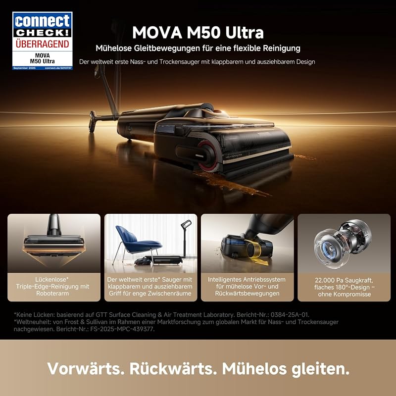 M50 Ultra Nass- und Trockensauger, 22.000Pa, Roboterarm 0 Spalt