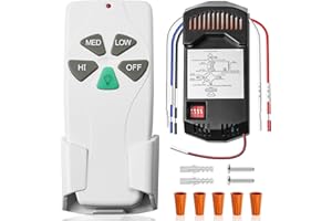 SUNMERIT 53T Kit Universal Ceiling Fan Remote Control, Replacement for Harbor Breeze Hampton Bay Hunter Litex, 3-Speed Light Dimmer FAN28R Receiver, Replace KUJCE9103 CHQ7030T UC7030T FAN-53T 2AAZPFAN53T Kit