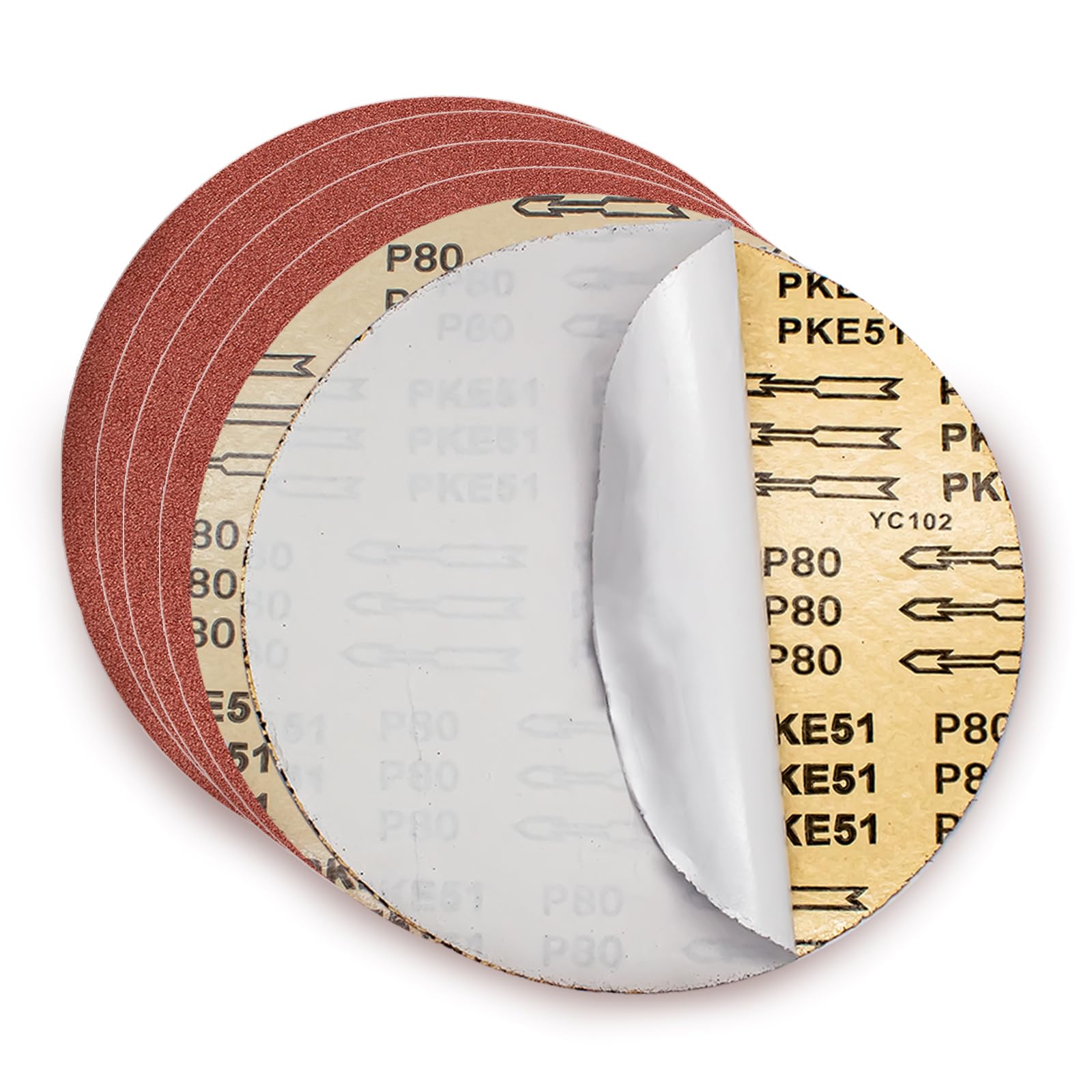 FEIHU 30 Pcs Self-Adhesive 230 mm Sanding Discs Alumina,Self Stick Grit 5 Each of P60, P80, P120, P180, P240 and P320 9 inch Sanding Discs Pads for Sanding Wood, Paint,Plastic, Plaster and Metal