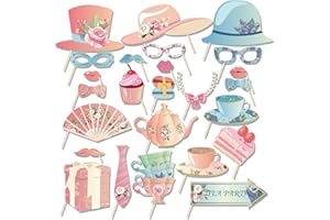 CheeseandU 25Pcs Tea Party Photo Booth Props Funny Photo Booth Props Good Sister Girl Photography Background Decoration for W