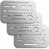 Hotop 3 Pcs Eraser Shields for Artists, Metal Drafting Template | Stainless Steel Construction, Multiple Cutout Shapes for Precise Erasing, Protects Drawing Areas, Ideal for Sketching