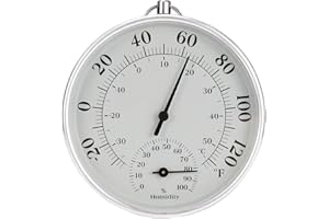 CHIVENIDO Indoor Outdoor Thermometer - Weather Dial Hygrometer Thermometer, No Battery Required Hanging Hygrometer for Wall, Table, Car, Greenhouse or Decorative, Round 4" in Diameter