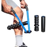 DoubleUP Roller D4 Leg &amp; Arm Massager, Metal Frame + 4 Rollers, Blue | Therapy Kit with 3X Leverage Pressure Control, Effortless Muscle Relief for Thighs, IT Bands, Calves, Quads, Hamstrings, Arms