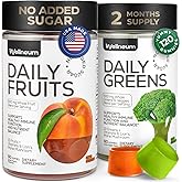 Super Greens + Super Fruits Gummies (Fruits/Greens Powder in Gummies Form) - 600mg Greens Blend + 600mg Fruits Blend for Immune Support, Sugar Free, Vegetarian, Non-GMO, 2-Pack (120 Gummies)