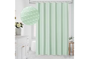 MitoVilla Green Waffle Fabric Shower Curtain, Heavy Waffle Weave Textured Shower Curtains for Modern Luxury Bathroom Decor, Weighted Hotel Spa Shower Curtain, 72 x 72, Mint Green