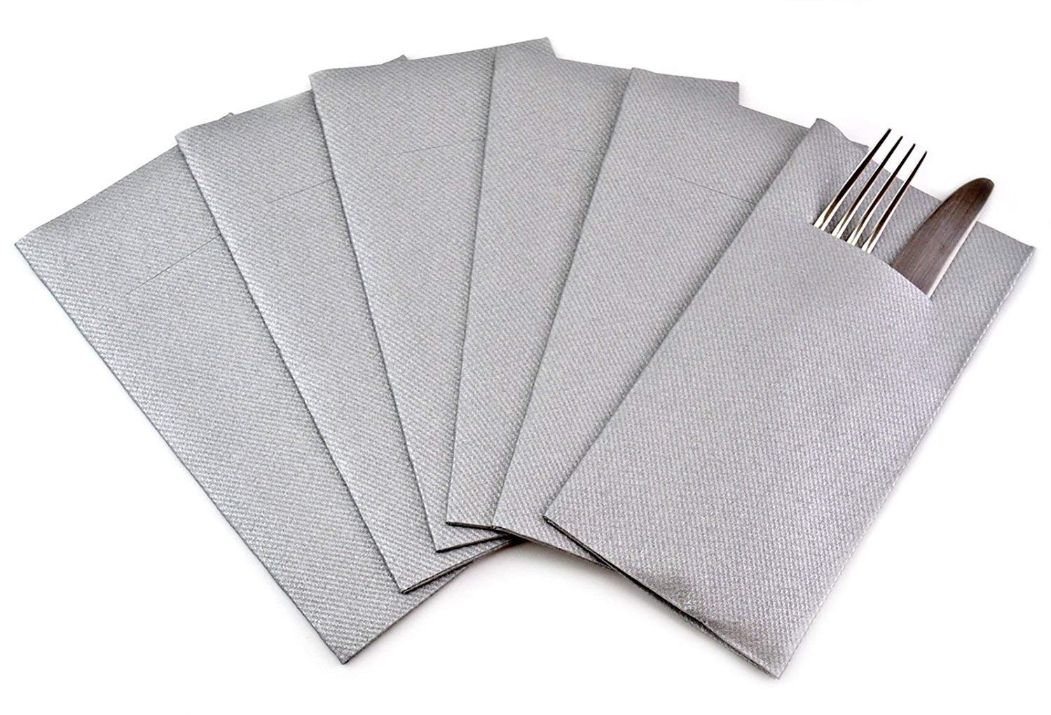 Finemark Disposable Napkin, Silver, 75 Pack, 40 x 40 cm, Square, Airlaid Paper, Wedding