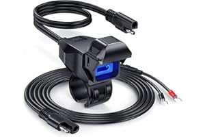 EXTRACTME Motorcycle Phone Charger, 36W Type-C PD Motorcycle USB Fast Charger with LED Light, Auto ON/Off Switch, Waterproof Motorcycle Accessories U-Type Terminal to USB Adapter for Phone Tablet GPS