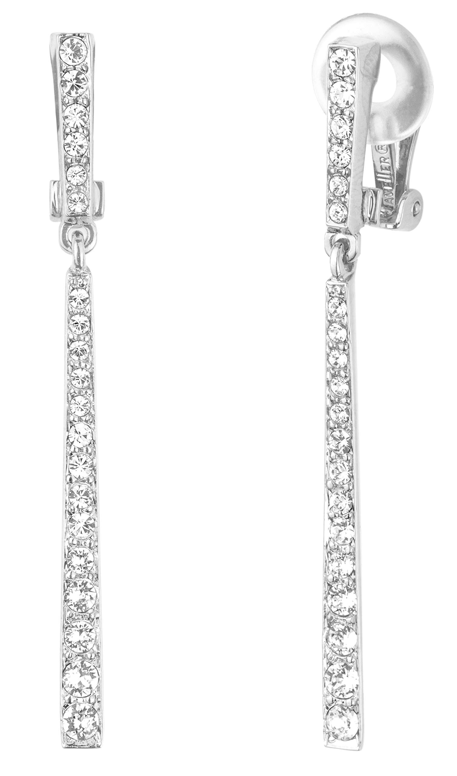 Traveller Clip-On earrings dangle Crystals Platinum-plated