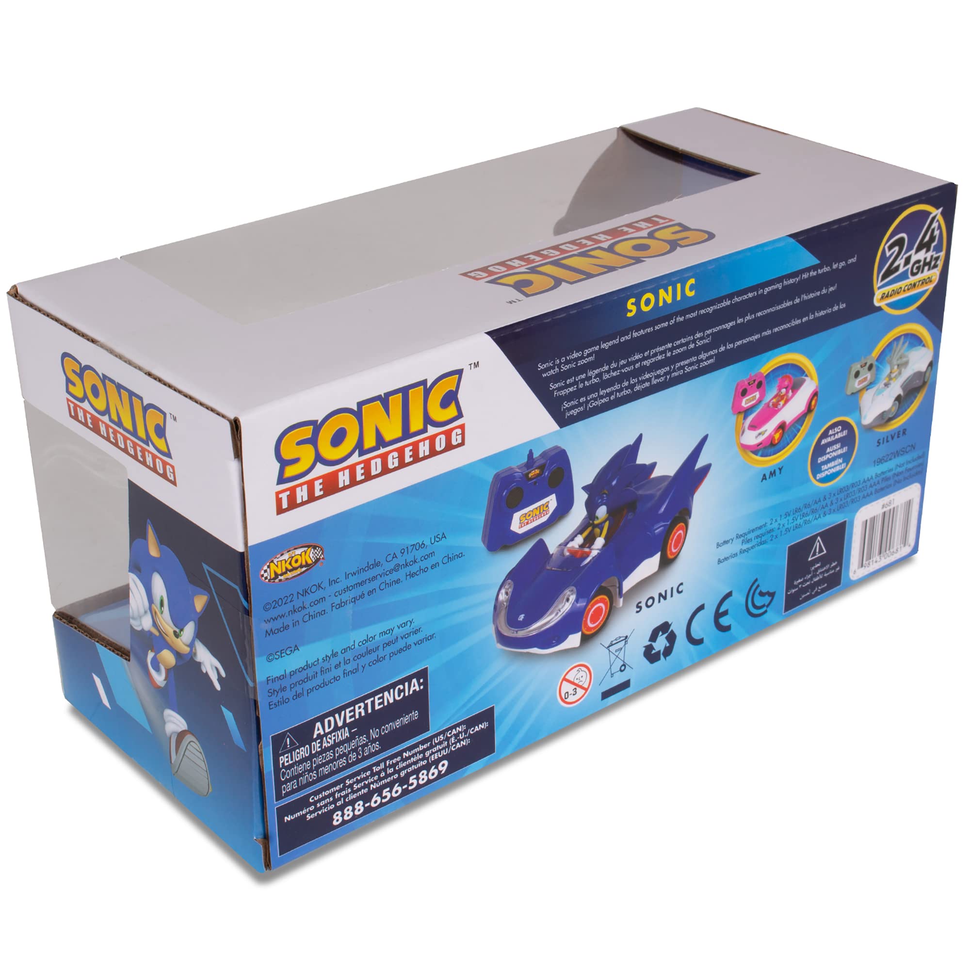 Sonic & Sega All-Stars Racing RC: Sonic - NKOK (681), 1:28 Scale 2.4GHz Remote Controlled Car, 6.5