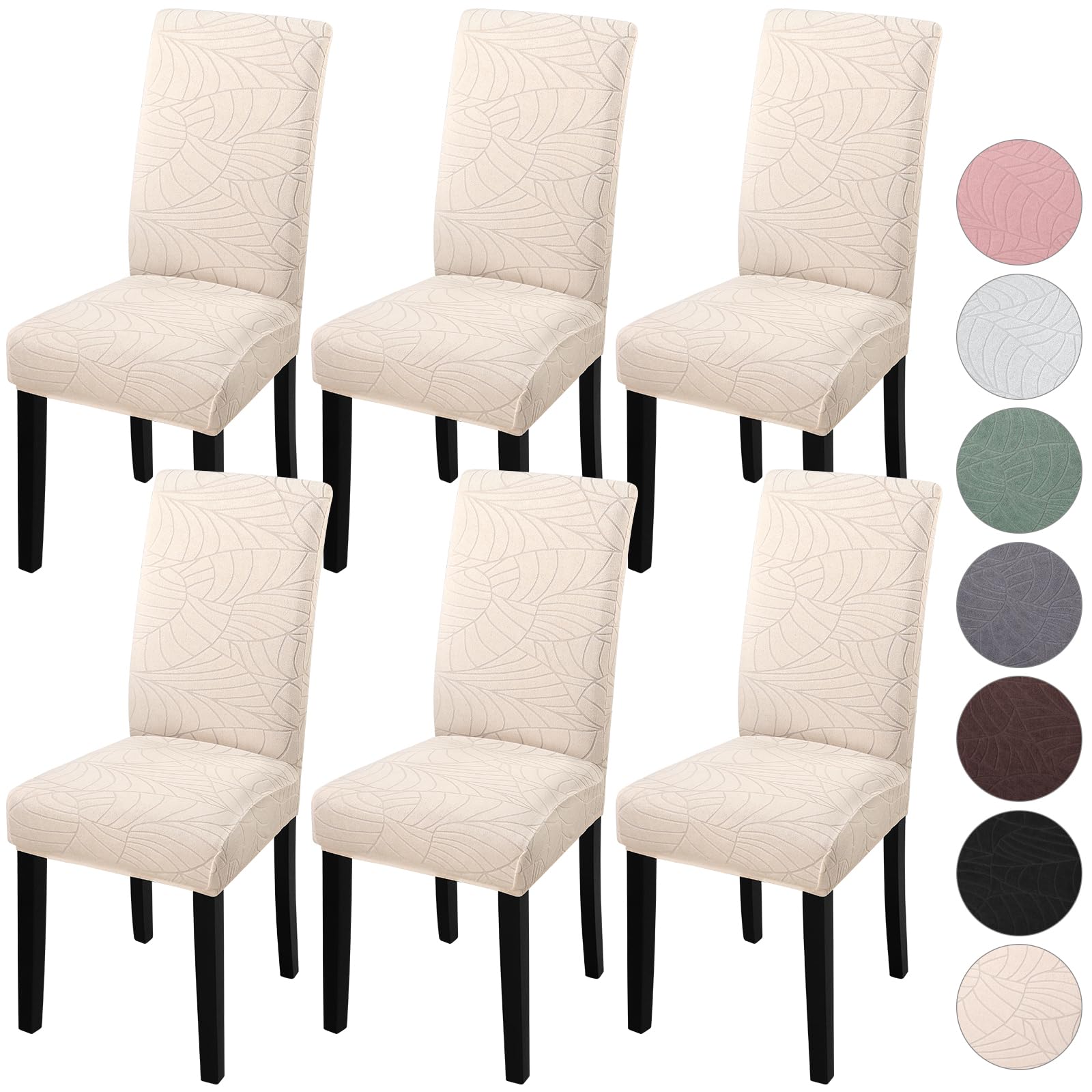YISUN Dining Chair Covers Set of 6, Stretch Removable Washable Kitchen Chair Covers, Chair Slipcover for Hotel, Dining Room, Ceremony, Banquet Wedding Party