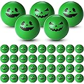 Realspring 40 Pcs Halloween Stress Ball Toys 1.57 Inch Pumpkin Stress Balls Ghost Balls Bulk Foam PU Press for Halloween Party Favors Carnival Reward Prizes(Expression Style,Green)