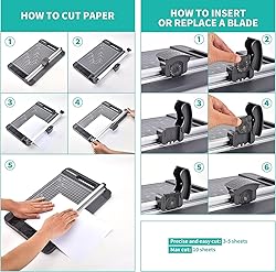 Rotary Paper Cutter, 3-in-1 Paper Trimmer, 12 Inch