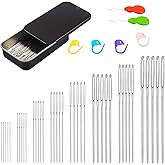Eketirry 46 PCS Large-Eye Blunt Needles kit, 8 Sizes Stainless Steel Yarn Knitting Sewing Needles, Crafting Weaving Stringing