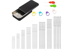 Eketirry 46 PCS Large-Eye Blunt Needles kit, 8 Sizes Stainless Steel Yarn Knitting Sewing Needles, Crafting Weaving Stringing