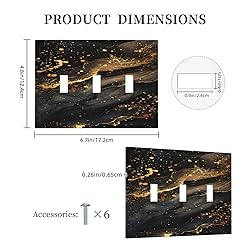 OILbiexn Light Switch Cover Black Gold Abstract