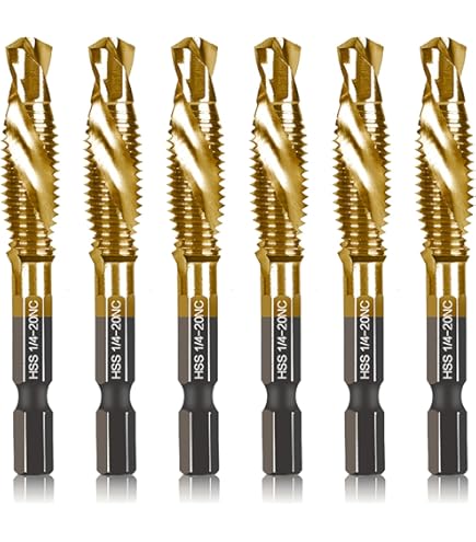 6 Pack Combination Drill Tap Bit Set, Thread Tap Drill Bits Set M3 M4