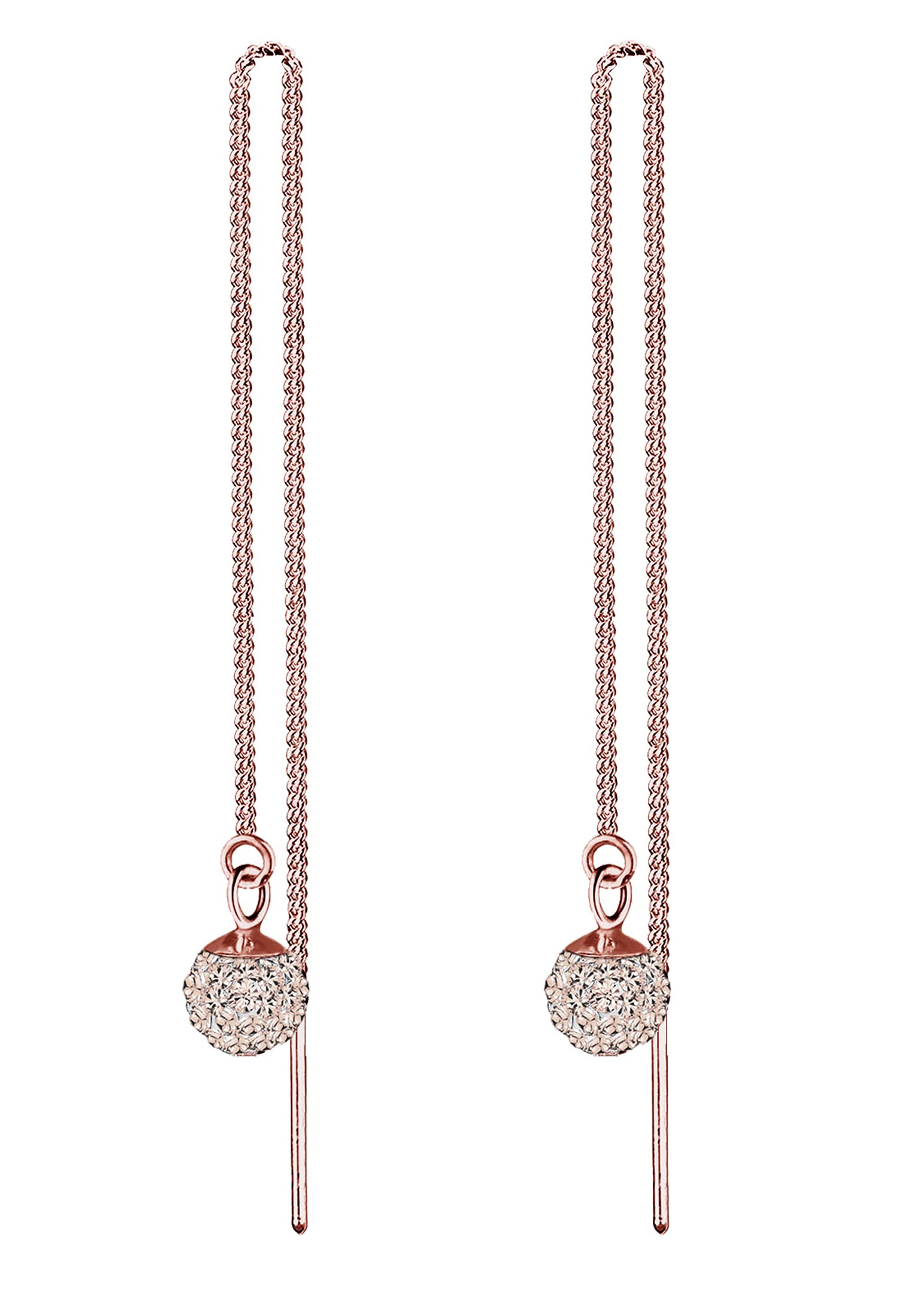 Elli Earrings Round Basic Crystals 925 Sterling Silver Rose Gold Plated