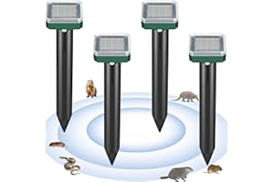 MAJERO Mole Repellent Solar Powered, Waterproof Solar Mole Repellent Ultrasonic Snake Repellent Deterrent Gopher Vole Snake Pest and Other Rodent Animals from Lawn Garden Yard Home(4 Pack)
