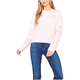 CeCe Womens Lace Bow Crew Neck Sweater