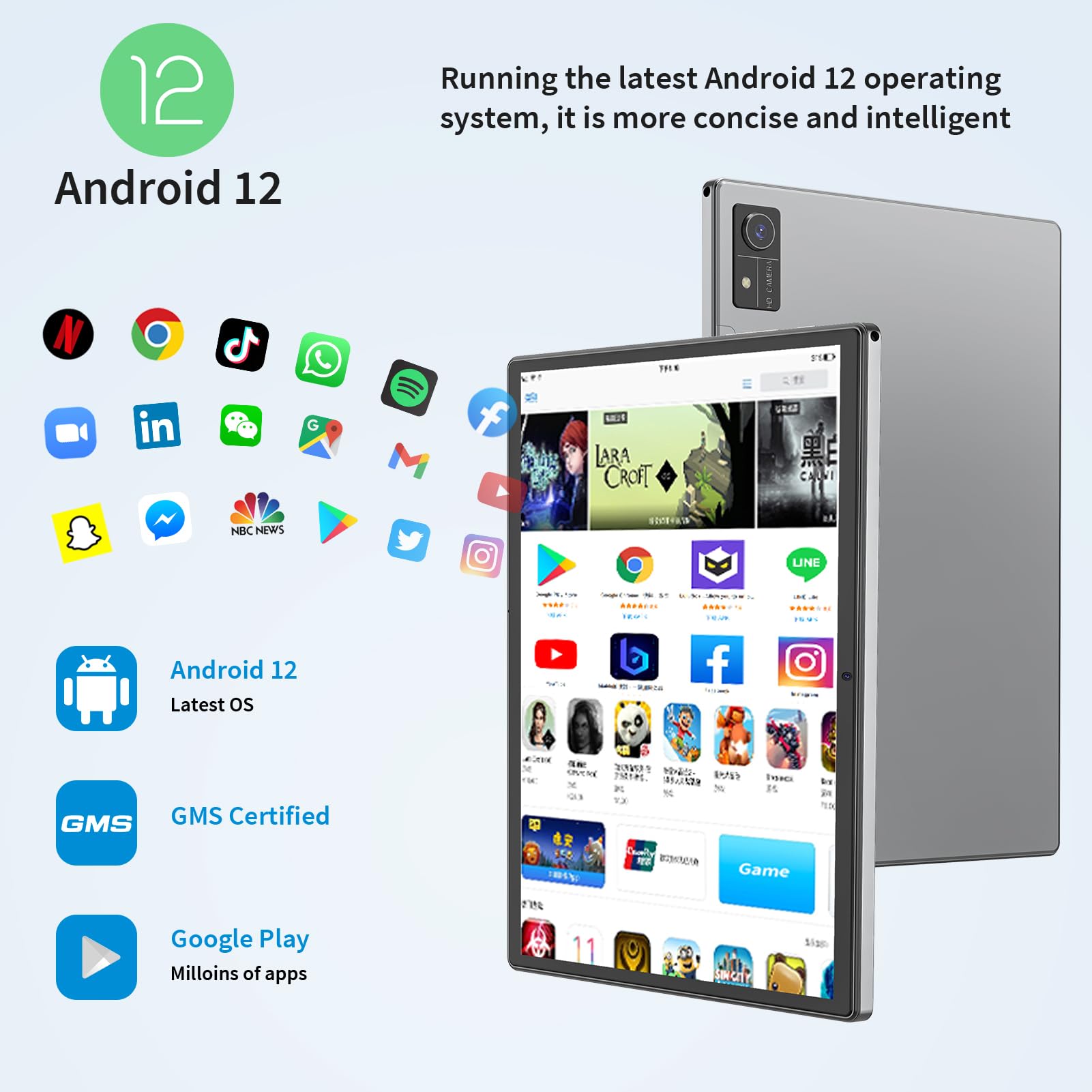 YOBANSE Android 14 Tablet with Keyboard - 10 inch Tablet, 12GB RAM, 128GB ROM (1TB Expand), 5G/2.4G WiFi, 8000mAh, BT 5.0, GMS Certified, with Mouse, Case, Stylus, Support Split Screen