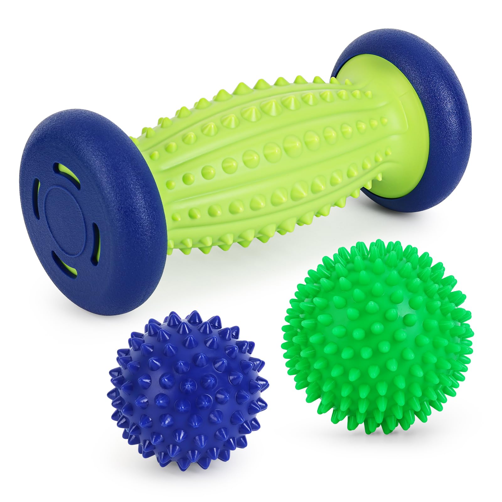 Photo 1 of (BAGGED) (USED/FAIR) Foot Ball Roller Massager for Plantar Fasciitis,Foot Massager Roller Set,Massage Balls and Foot Roller for Plantar Fasciitis Relief | Trigger Point Therapy(1 Foot Massage Roller+2 Spiky Massage Balls)