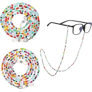 Matwsec 2PCS Beaded Glasses Chain Glass Beaded Eyeglass Chains for Women | 32in Colorful Eyeglasses Holders Around Neck Hange