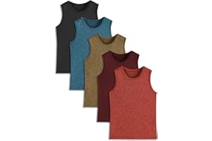 Phedrew 5 Pack Boys Sleeveless Tank Tops Quick-Dry Workout Athletic Shirts Moisture Wicking Performance Tank Tops for Kids