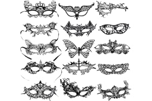 Eyech 15Pcs Lace Masquerade Masks Women Venetian Masks Eyemask Costume Mask for Halloween Carnival Costume Cosplay Party Ball