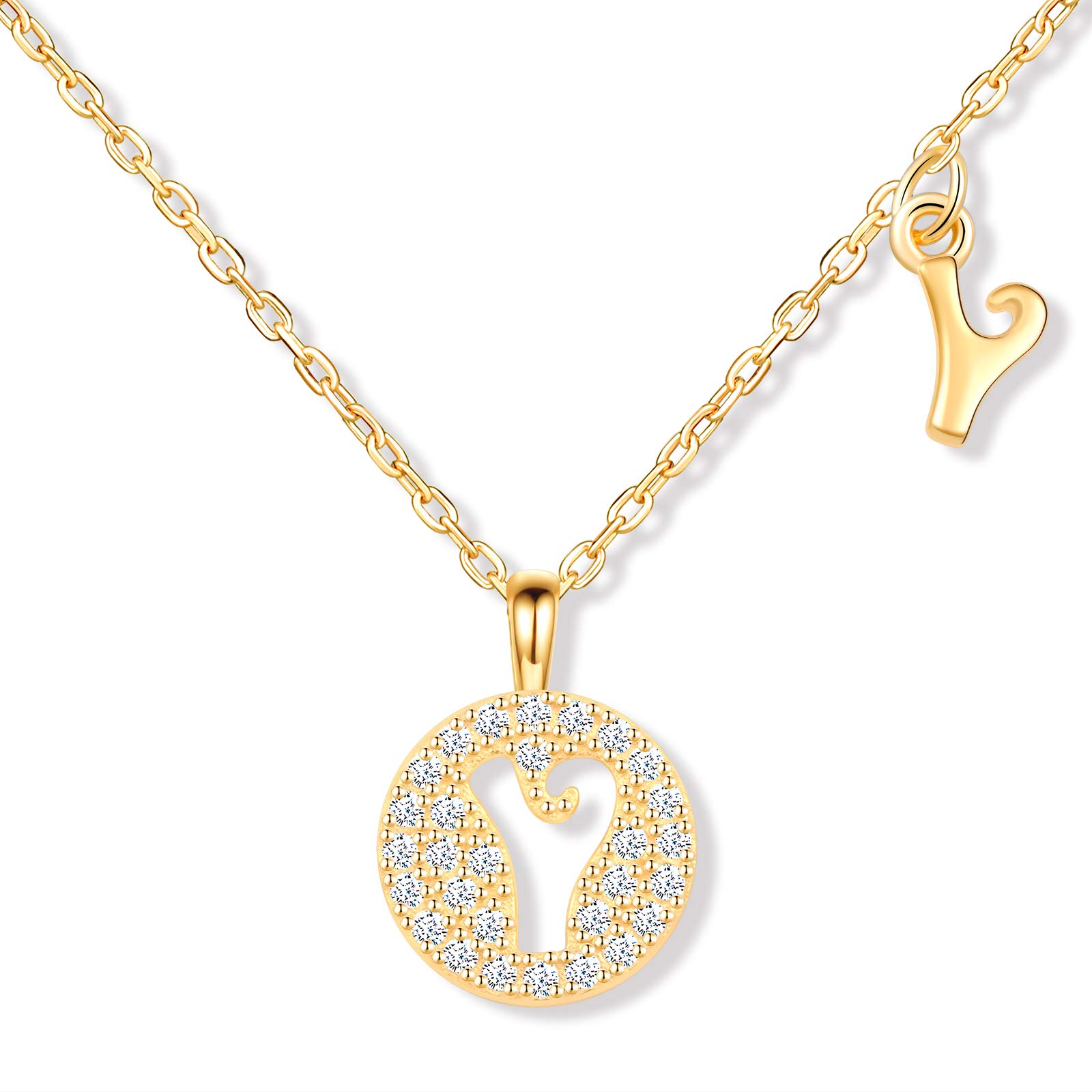 MicLee Women's girl's Necklace pendant, 925 Sterling Silver necklace, Fashion letter diamond necklace, Gold the letter Y necklace pendant, Inlaid zircon, beautiful and shining pendant