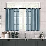 MRTREES Sheer Tier Curtains Blue Haze Short Kitchen