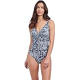 Profile by Gottex Womens Profile by Gottex Flores Beaded D Cup V-Neck One Piece Bathing Suit
