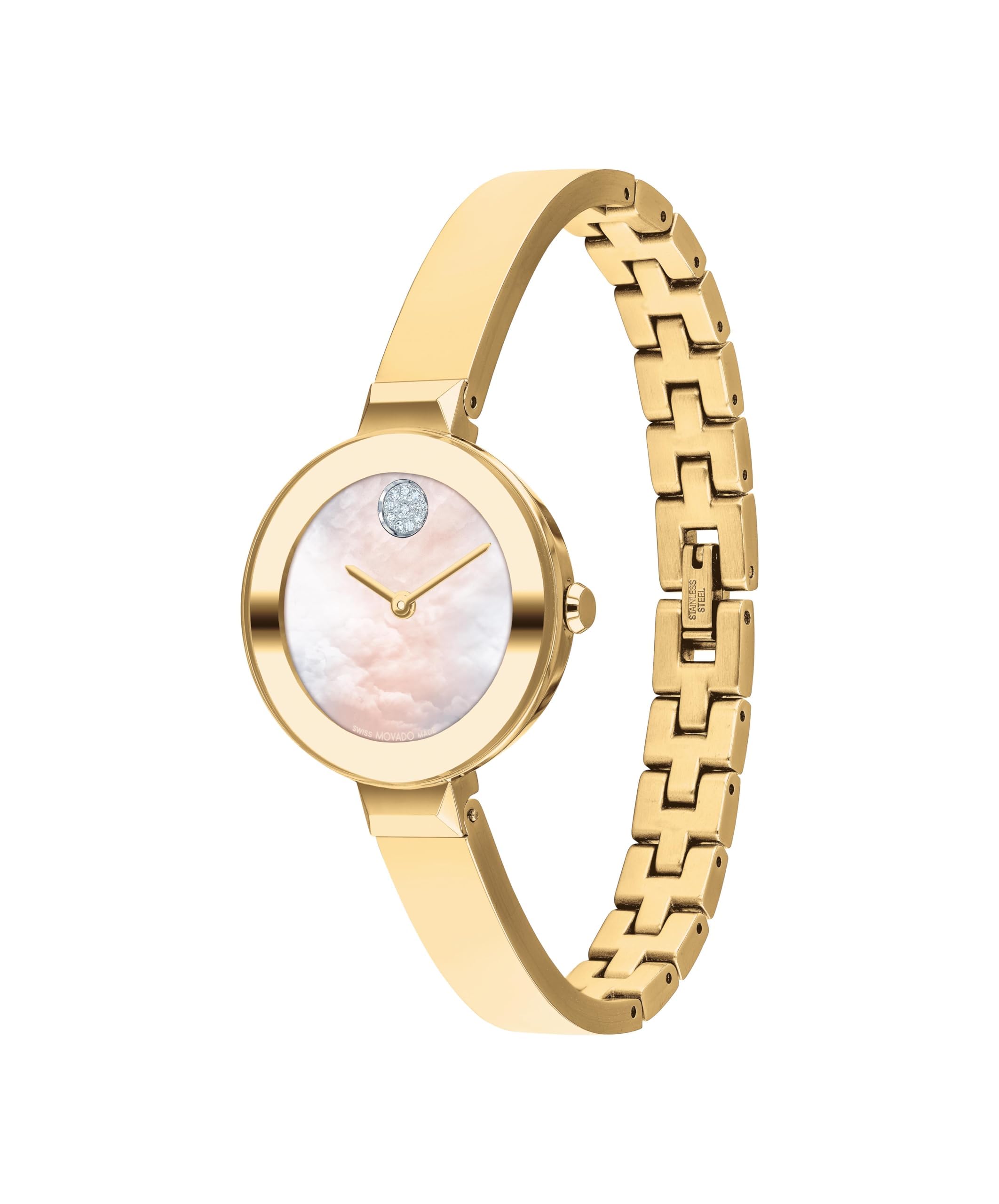 Movado Bold Bangles Women's Watch - Swiss Quartz Movement, Stainless Steel Bangle, Adjustable - 3 ATM Water Resistance - Luxury Fashion Timepiece for Her - 28mm