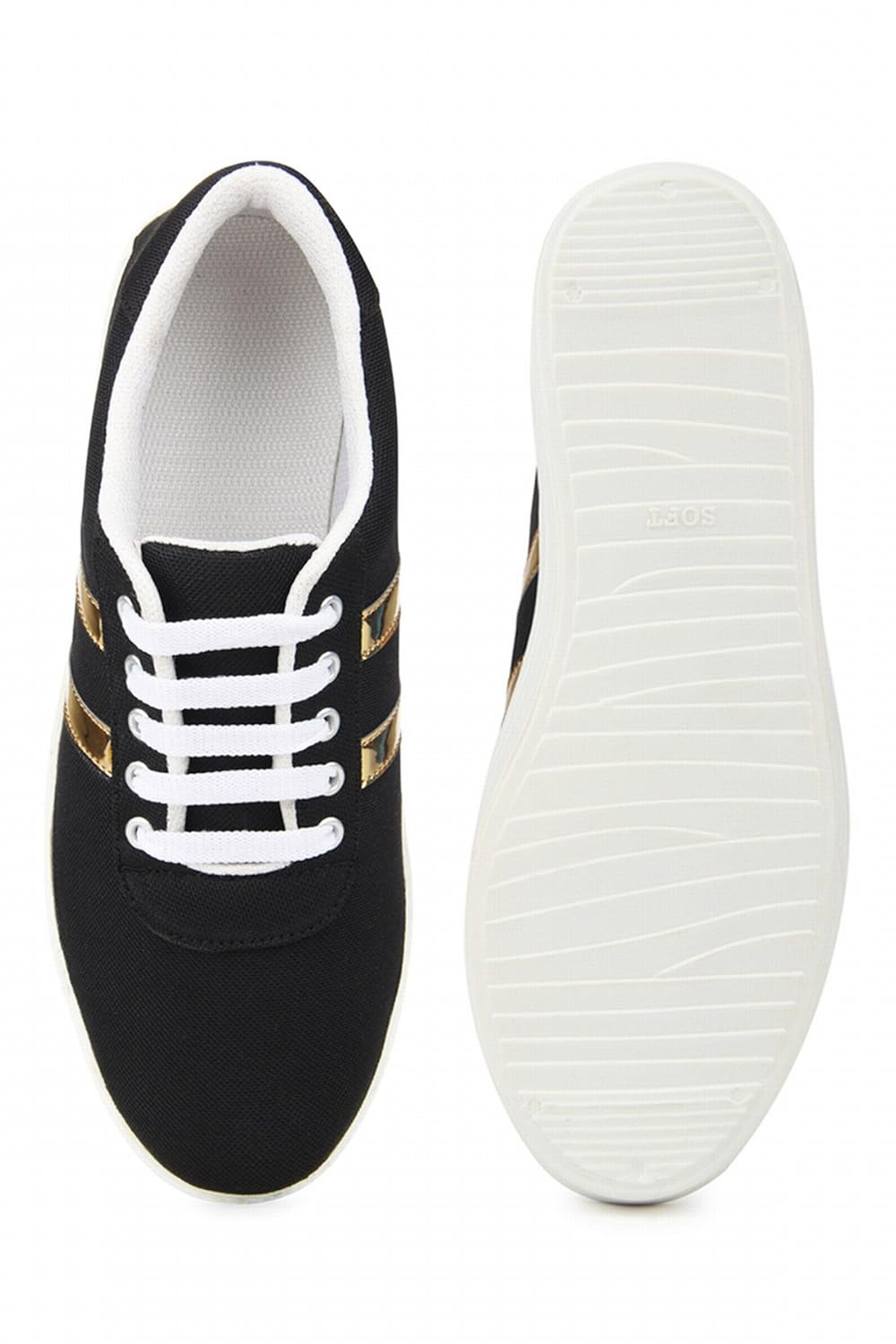 zapatoz women's black fabric casual shoe